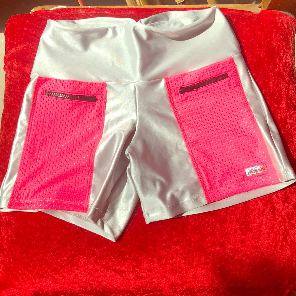 Vestem neon pink and silver “bike” shorts